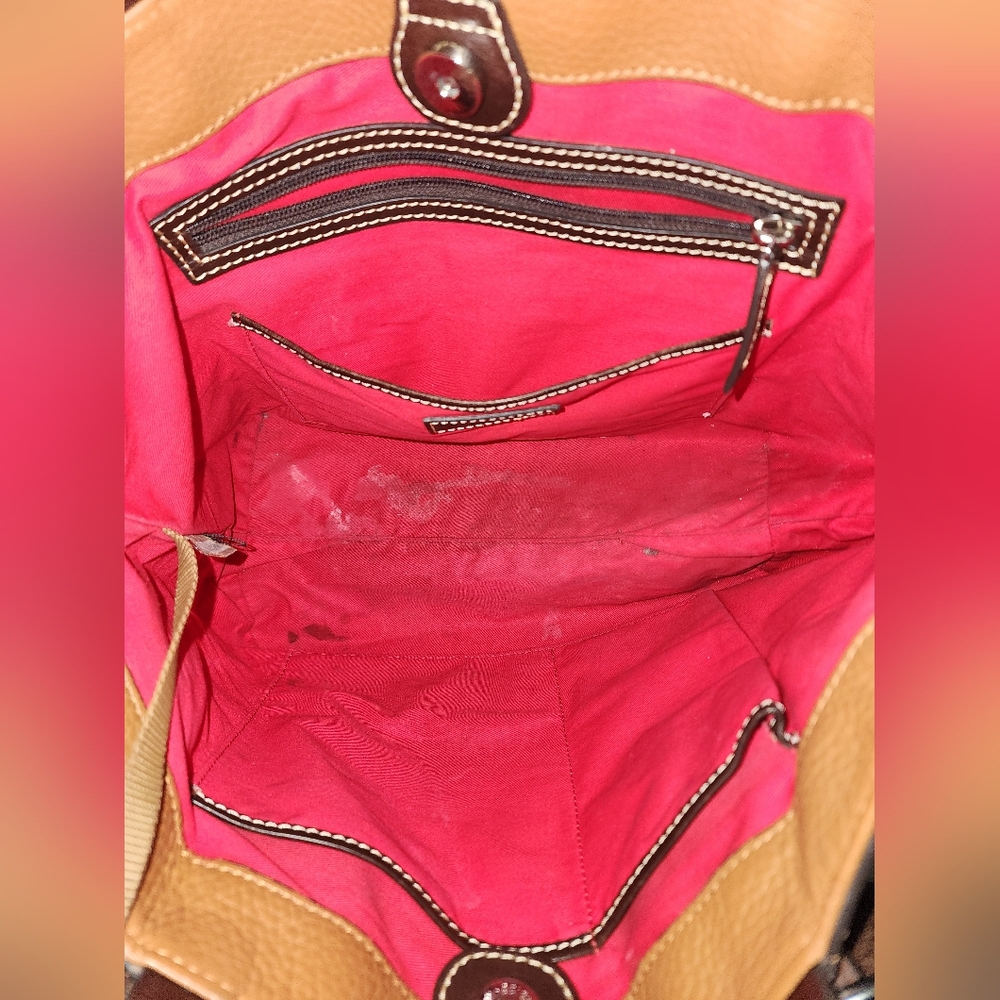 Dooney And Bourke Pebble Leather Brown Caramel Satchel Shoulder Purse - Picture 8 of 8
